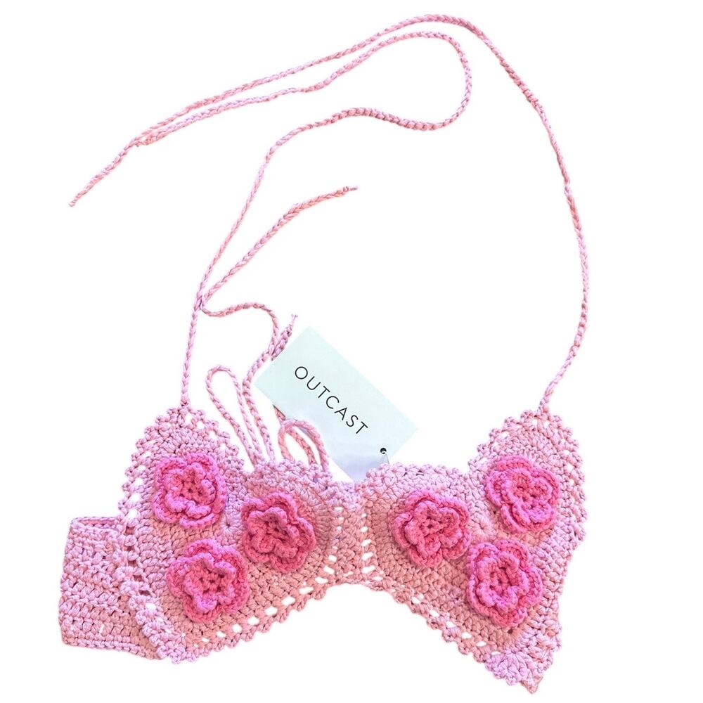 Outcast Cupid Crochet Halter Top - XXS/XS NWT - Festivals, Valentines, Beach